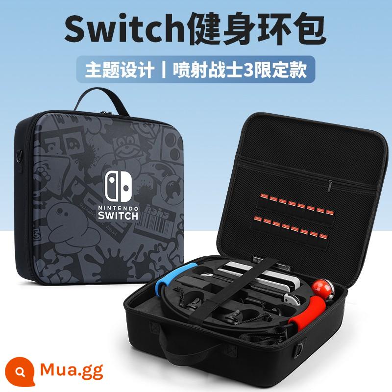 Bijibite Nintendo Switch Túi đựng vòng tập thể dục Vỏ bảo vệ switcholed Bảng điều khiển trò chơi phiêu lưu Oled Trọn bộ phụ kiện tay cầm ns vỏ chính hộp băng dung lượng lớn vỏ cứng - Túi đựng dụng cụ dành riêng cho vòng tập thể dục Switch "Splatoon 3 Limited" đi kèm màng + nắp