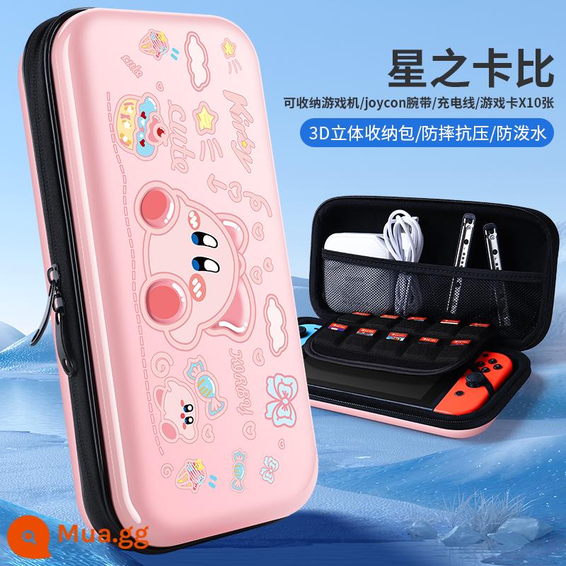 BJBite Túi lưu trữ Nintendo Switch dung lượng lớn Vỏ bảo vệ Switcholed vỏ cứng NS hộp đựng trò chơi đi lại di động du lịch OLED Hộp Cassette Hộp đựng máy chủ Bộ phụ kiện đầy đủ - Hộp cứng giới hạn dành cho Switch game [Kirby] đi kèm miếng dán cường lực + mũ vuốt mèo