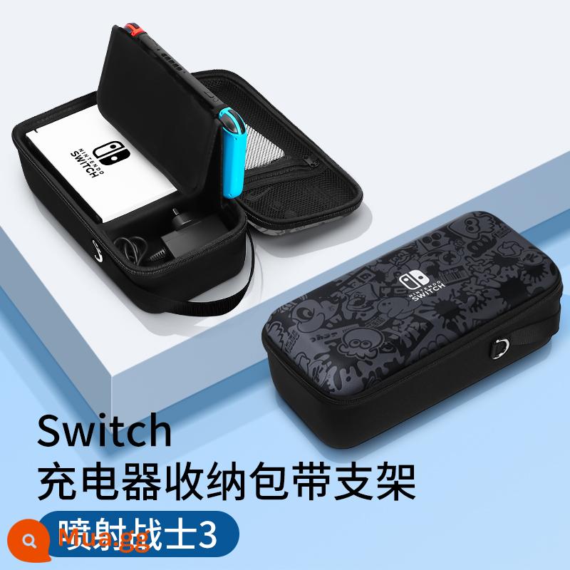 Bijibit switcholed túi lưu trữ Hộp đựng bộ sạc Nintendo switch di động dung lượng lớn hộp máy chơi game switchlite tay cầm oled cứng vỏ cứng phụ kiện bảng điều khiển ns - [Túi đựng công tắc Splatoon 3] có thể đựng sạc + đế