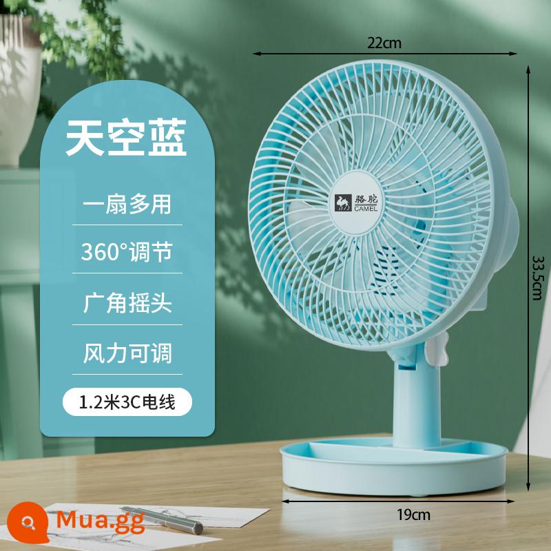 Lạc Đà Quạt Mini Ký Túc Xá Giường Kẹp Tắt Tiếng Quạt Nhà Treo Tường Văn Phòng Để Bàn Kiểu Kẹp Lắc Đầu Quạt Điện Nhỏ - quạt bàn màu xanh