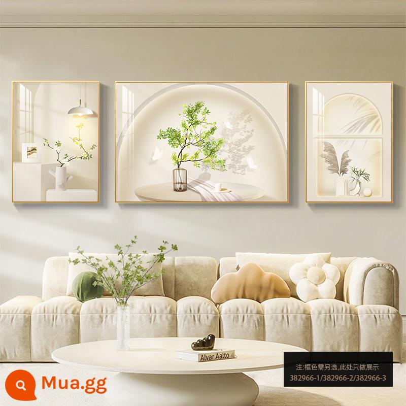 Tranh trang trí phòng khách Bắc Âu, tranh treo ba cây xanh tươi nhỏ, tranh treo tường nền sofa đơn giản hiện đại cao cấp - 382966-1/382966-2/382966-3