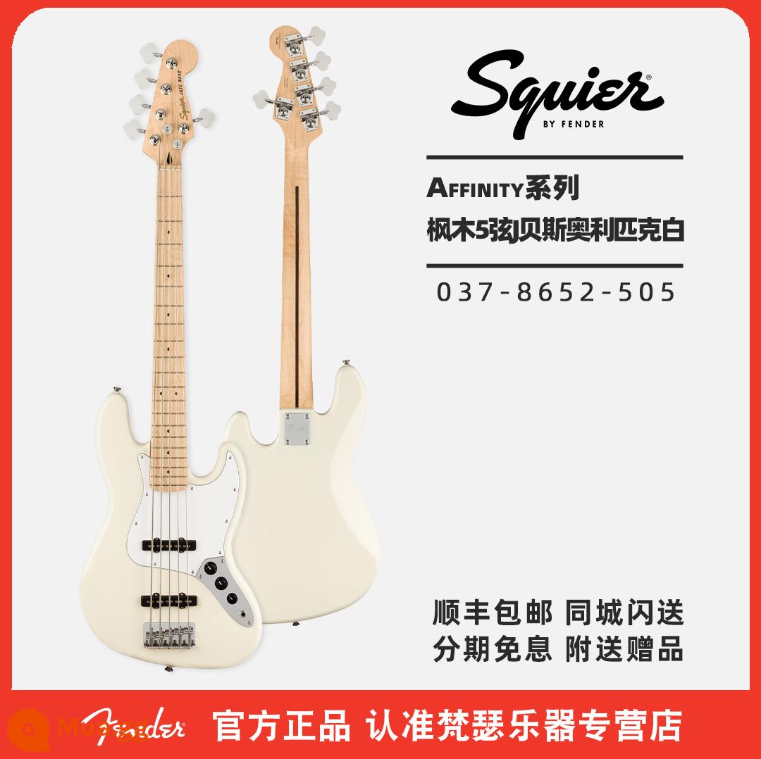 Fender Fender squier bass điện Bass 4 dây PJ bass Affinity sonic series dành cho người mới bắt đầu - [New AFF] Cây phong Olympic 5 dây J bass màu trắng