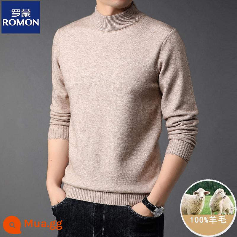 Những người đàn ông mới 100 chiếc áo len cashmere tinh khiết trung gian được sản xuất vào mùa đông, cổ áo bán bằng len và áo len dày - Lạc đà nửa cổ