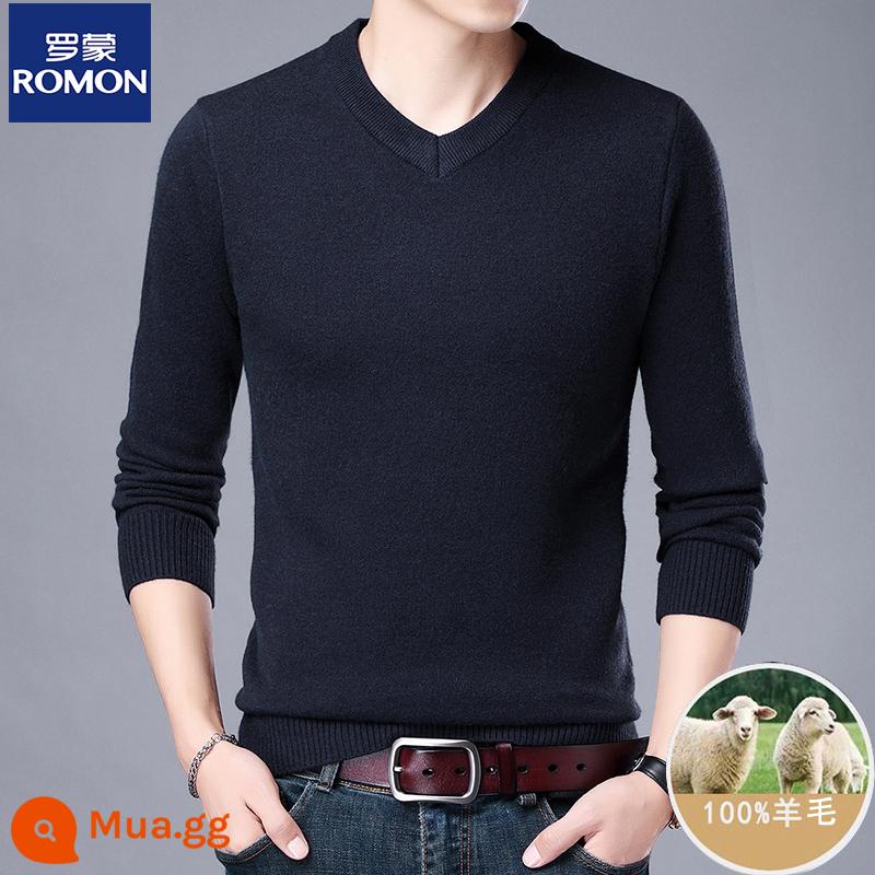 Những người đàn ông mới 100 chiếc áo len cashmere tinh khiết trung gian được sản xuất vào mùa đông, cổ áo bán bằng len và áo len dày - Cổ chữ V Thượng Thanh