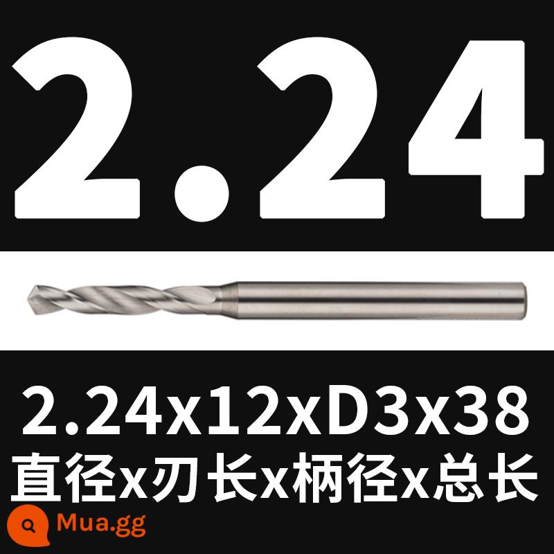 Mũi khoan thép vonfram 2.16 2.17 1.18 2.19 2.2 2.22 2.23 2.24 2.25 2.3 2.37 - 2,24x12x38 (không tráng phủ)