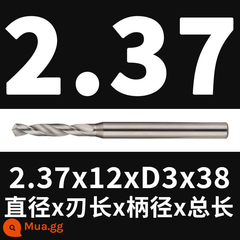 Mũi khoan thép vonfram 2.16 2.17 1.18 2.19 2.2 2.22 2.23 2.24 2.25 2.3 2.37 - 2,37x12x38 (không tráng phủ)