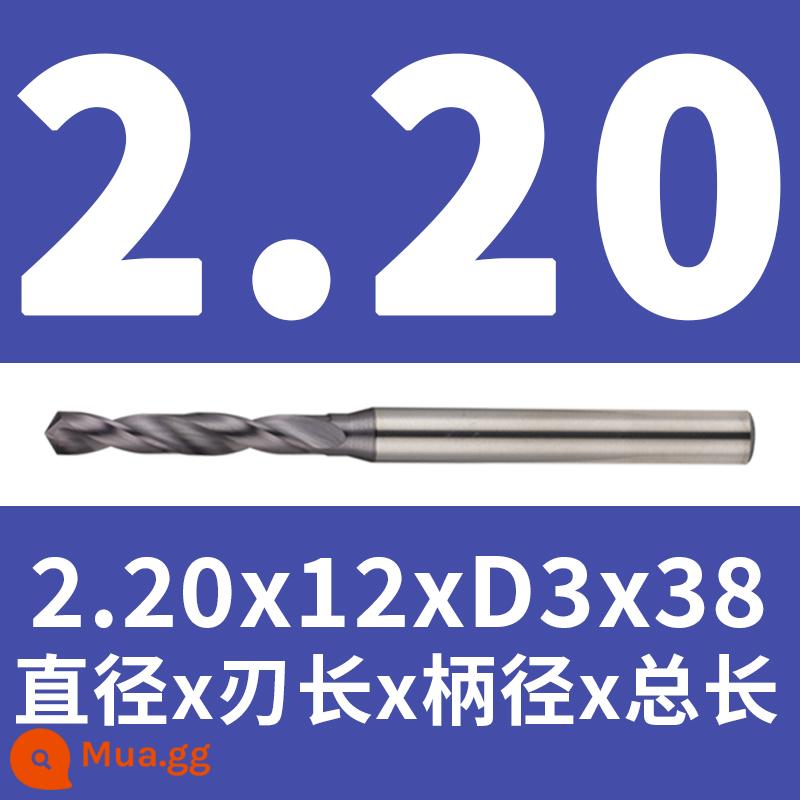 Mũi khoan thép vonfram 2.16 2.17 1.18 2.19 2.2 2.22 2.23 2.24 2.25 2.3 2.37 - Lạc đà 2,2x12x38 (tráng)