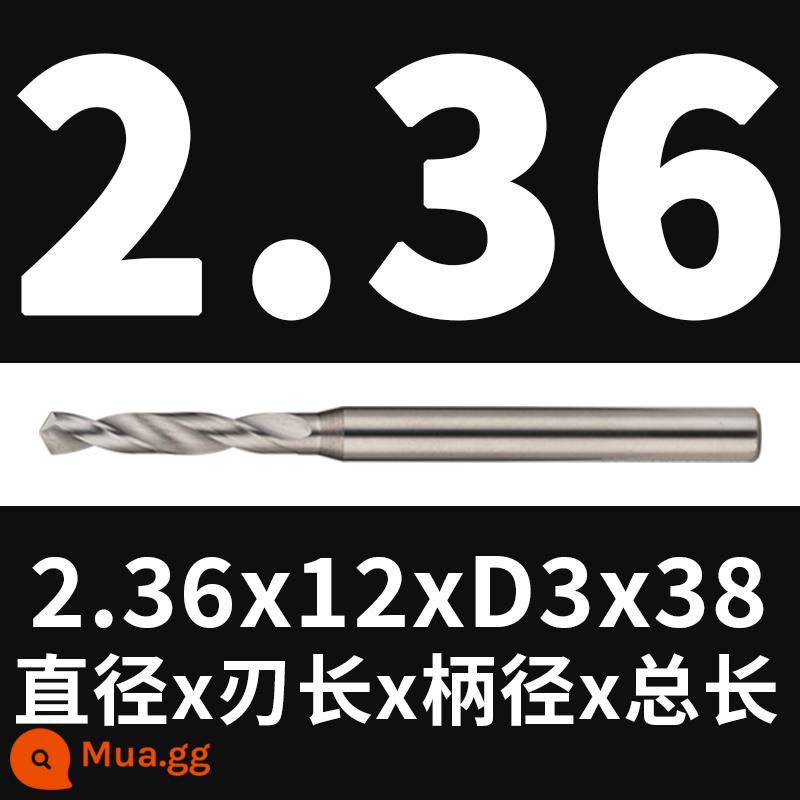 Mũi khoan thép vonfram 2.16 2.17 1.18 2.19 2.2 2.22 2.23 2.24 2.25 2.3 2.37 - 2,36x12x38 (không tráng phủ)