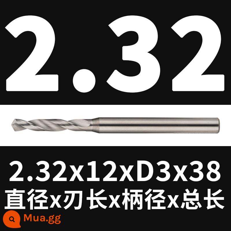 Mũi khoan thép vonfram 2.16 2.17 1.18 2.19 2.2 2.22 2.23 2.24 2.25 2.3 2.37 - 2,32x12x38 (không tráng phủ)