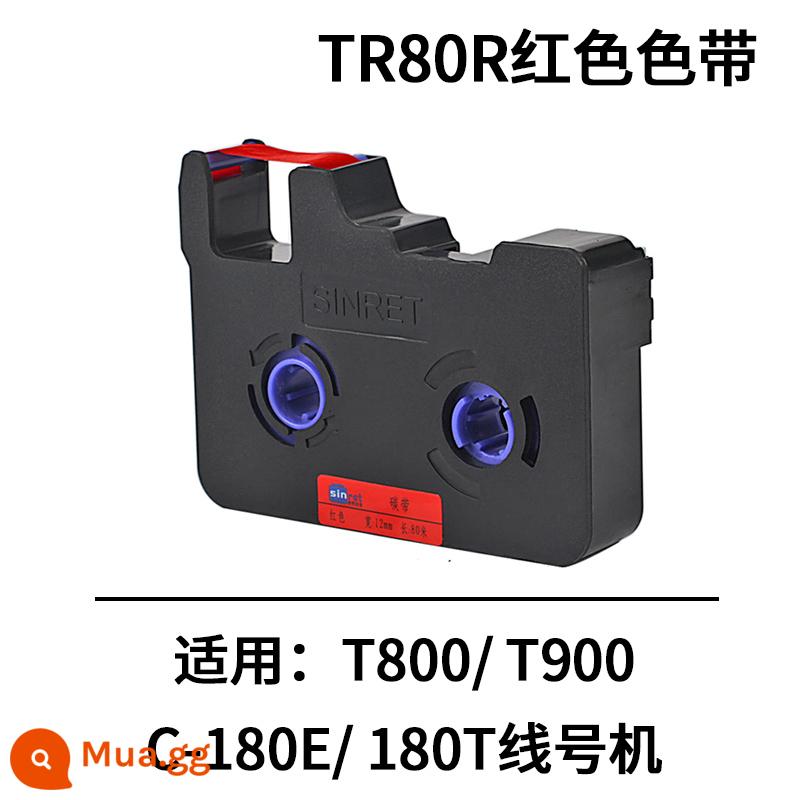 Thích hợp cho máy số dòng Sinret Sinreid Ruy băng T800/T900 Máy đánh dấu C-180T/E ống co nhiệt đai carbon TR80B nhãn dán màu đen 6/9/12 mm giấy nhãn tự dính màu vàng trắng - TR-80R nguyên bản màu đỏ