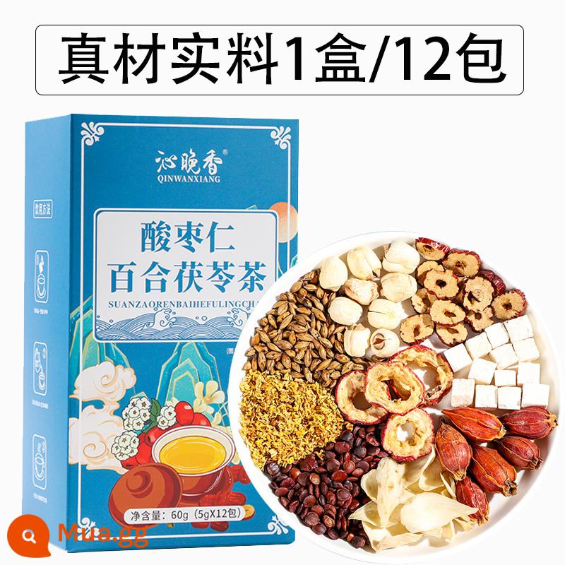 Suanzaoren Lily Poria Trà Ngủ Thơm dành cho nữ xoa dịu thần kinh, mất ngủ đi vào mộng mị, cải thiện hàng kém chất lượng gói trà kem bảo vệ sức khỏe - [Túi tam giác nâng cấp] 1 hộp/12 túi