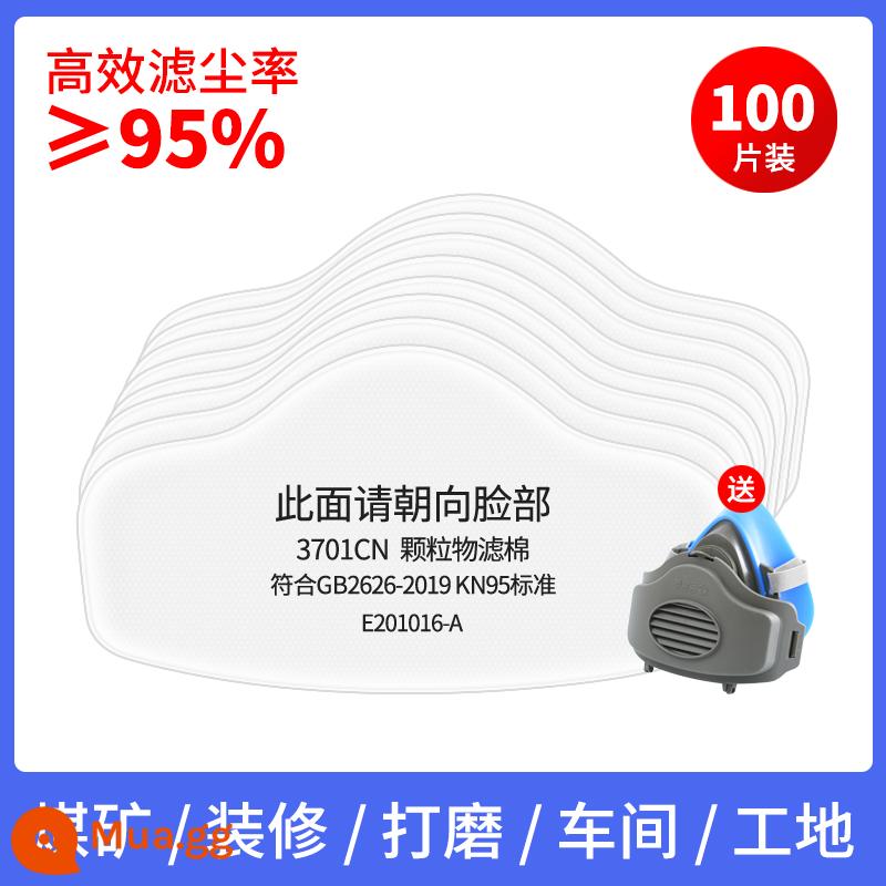 Bông mặt nạ lọc bụi 3701cn Mặt nạ lọc bụi 3200 chống bụi công nghiệp mỏ than hạt đệm tấm bông - 50 miếng bông lọc dày + 50 miếng miễn phí [100 miếng miễn phí, 1 bộ mặt nạ silicon]