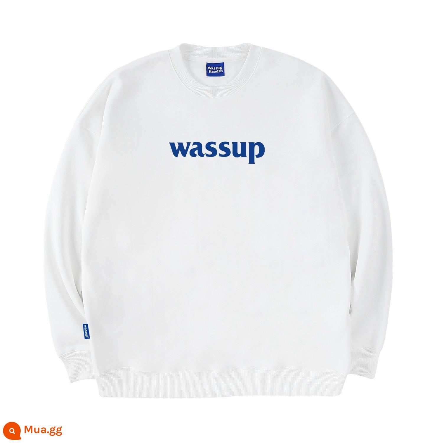 WASSUP HEODS retro hợp thời trang thương hiệu nam nữ mùa thu đông 2023 mới giản dị cặp đôi cổ tròn cotton dày T nguyên chất cotton dáng rộng - Trắng (bông terry xuân thu) 400g cotton nguyên chất không vón cục