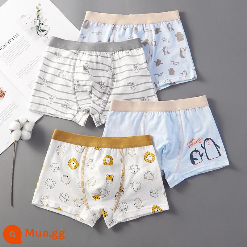 Quần lót boxer bé trai, quần lót trẻ em, quần short cotton trẻ em vừa và lớn, tiểu học 10 bé trai, 5 bé 7 tuổi, quần lót boxer - Hai gói [màu ngẫu nhiên]