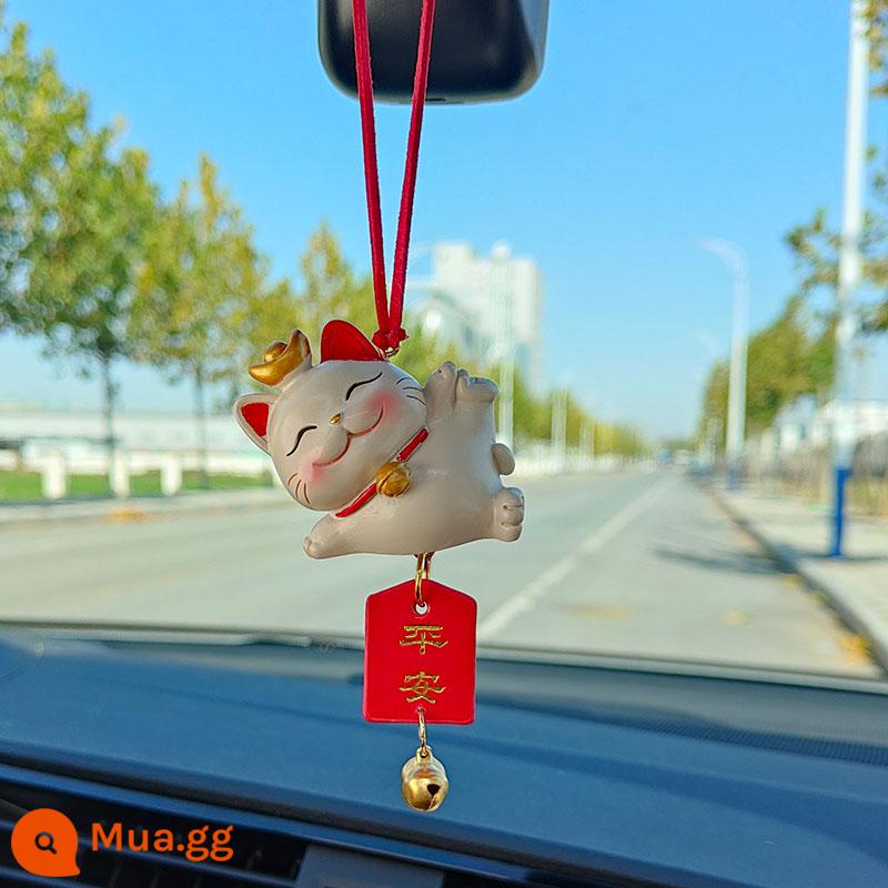 Mặt Dây Chuyền Ô Tô Handmade Mèo May Mắn Charm Trang Trí Trang Trí Ô Tô Dễ Thương Cao Cấp Phụ Kiện Ô Tô Chiếu Hậu Vật Trang Trí - Mèo nằm nghiêng - chuông hòa bình nhỏ