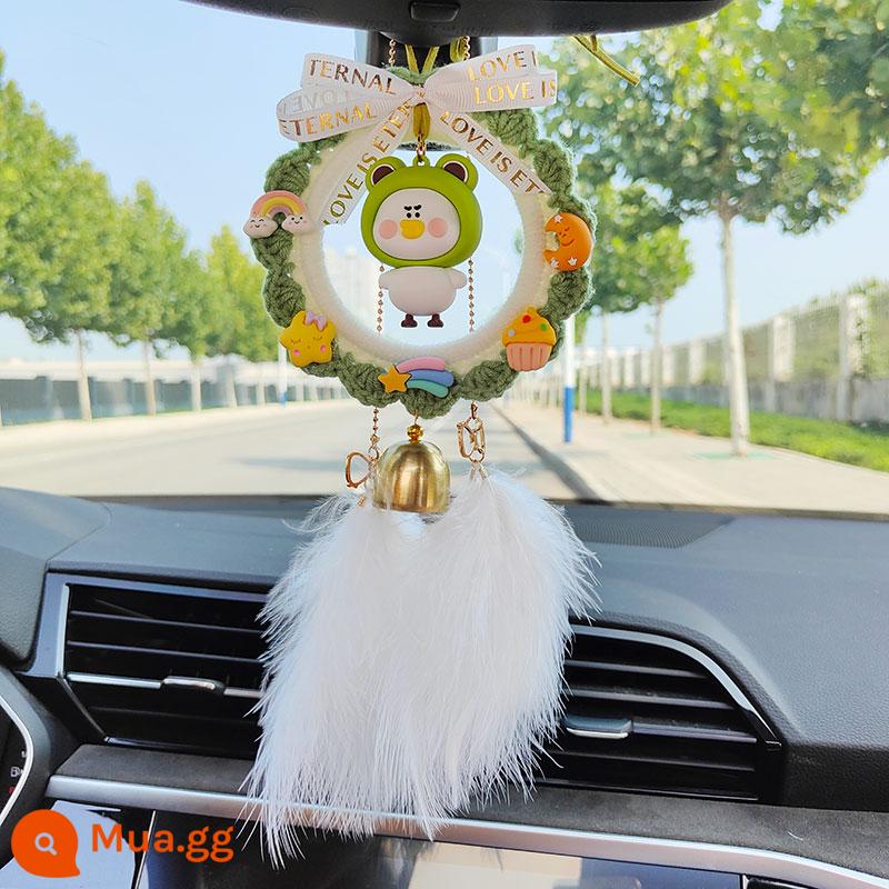 Mặt Dây Chuyền Ô Tô Handmade Mèo May Mắn Charm Trang Trí Trang Trí Ô Tô Dễ Thương Cao Cấp Phụ Kiện Ô Tô Chiếu Hậu Vật Trang Trí - Nhẫn hoạt hình + ếch dễ thương - xanh (thành phẩm) + lông bướm