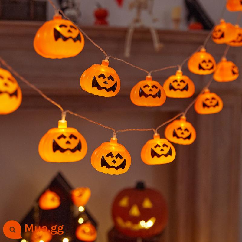 Halloween bí ngô đèn lồng đồ chơi bộ xương dây đèn nhỏ trang trí thanh trung tâm mua sắm sự kiện bố trí cảnh đạo cụ và đồ trang trí - Đèn lồng bí ngô lớn [2 mét 10 đèn] mẫu pin + pin