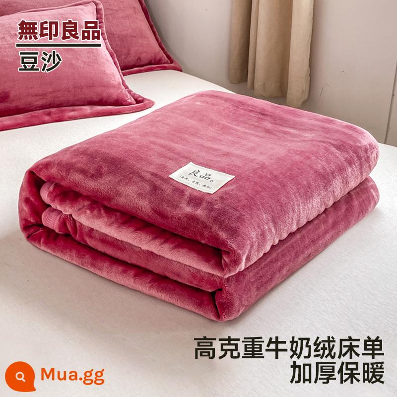 MUJI mùa đông sữa nhung giường đơn mảnh san hô nhung flannel Plus nhung dày ký túc xá 2 mặt sang trọng chăn - Bột đậu [công dụng kép, chống tĩnh điện, không vón cục]