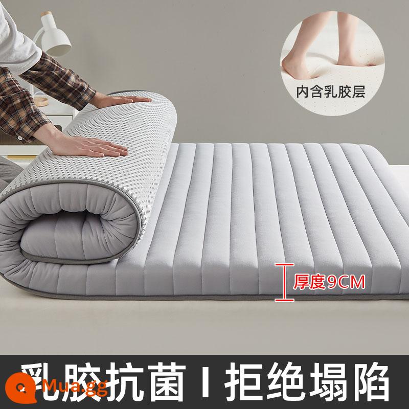 Muji Nệm Cao Su Đệm Mềm Nhà Ký Túc Xá Sinh Viên Đơn Tất Nam Bao Dày Thịt Cừu Nhung - Đường Thẳng - Xám—[Độ dày 9cm]