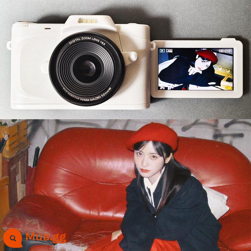 Máy ảnh kỹ thuật số HD khuôn viên sinh viên dành riêng cho nữ thẻ retro CCD di động du lịch selfie micro máy ảnh ống kính đơn - Máy ảnh micro-SLR, màu trắng, bộ nhớ 32G (68 triệu pixel + màn hình có thể lật để chụp ảnh selfie + 20 bộ lọc)