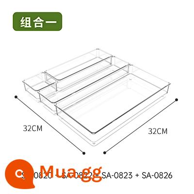 Ngăn lưu trữ ngăn kéo Ngăn hộp lưu trữ tích hợp ngăn nhà bếp tổ chức tạo tác máy tính để bàn trong suốt phong cách Nhật Bản đồ lặt vặt văn phòng phẩm - (32*32cm) kết hợp một