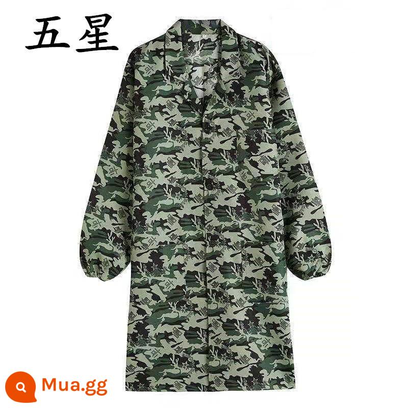 Áo khoác lao động nam nữ ngụy trang áo xanh dài tay bản dài tạp dề chống bụi coverall bảo hiểm lao động quản lý kho khuân vác - Áo khoác hoa năm sao [cỡ lớn 160-210 pounds]