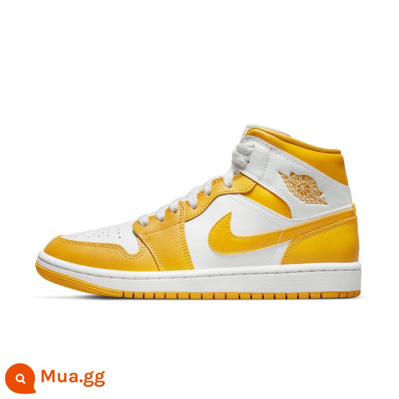 NIKE AIR JORDAN 1 AJ1 Joe 1 giày thể thao nữ giày bóng rổ ống giữa thường ngày BQ6472-308-141 - Trắng vàng (BQ6472-117)