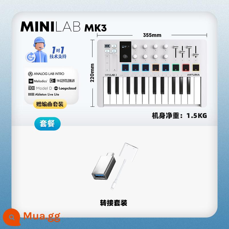 Thương hiệu trực tiếp Arturia MiniLab MK3 Portable Arranger MIDI Keyboard Controller Pad - ✅ Model bán chạy｜MINILAB MK3 White - Bộ chuyển đổi + Dịch vụ 1 sang 1 + Bộ phần mềm sắp xếp