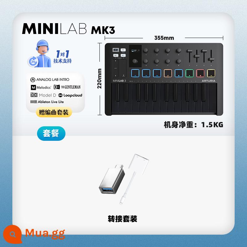 Thương hiệu trực tiếp Arturia MiniLab MK3 Portable Arranger MIDI Keyboard Controller Pad - ⚫ Model màu tối | MINILAB MK3 màu đen thuần khiết - bộ chuyển đổi + dịch vụ 1 đổi 1 + gói phần mềm sắp xếp