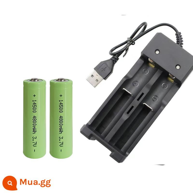 18650/14500 Pin Lithium 3.7V Đèn Pin Đèn Pin Chuột Đài Phát Thanh USB Sạc Nhanh - 11 mẫu sạc USB kép + 2 pin 14500