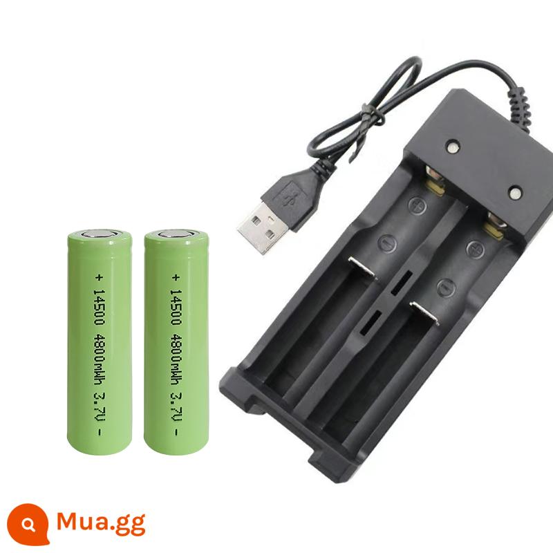 18650/14500 Pin Lithium 3.7V Đèn Pin Đèn Pin Chuột Đài Phát Thanh USB Sạc Nhanh - 11 mẫu sạc kép USB + 2 pin phẳng 14500