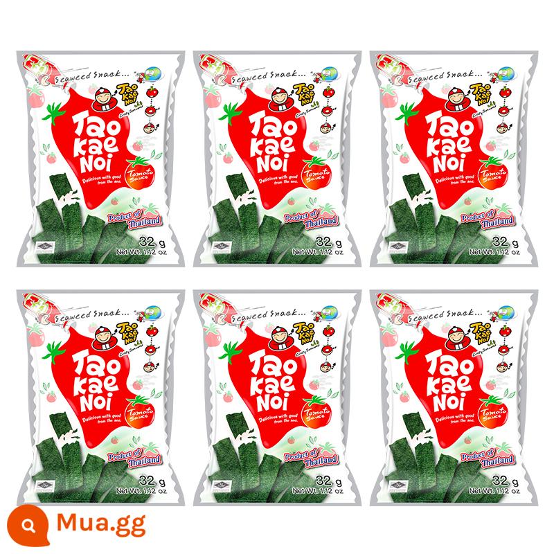 TaoKaeNoi Boss Aberdeen hàng đầu cửa hàng rong biển lát Thái Lan nhập khẩu lưới đỏ rong biển snack túi 32G * 6 gói - 32g*6 gói: vị cà chua.