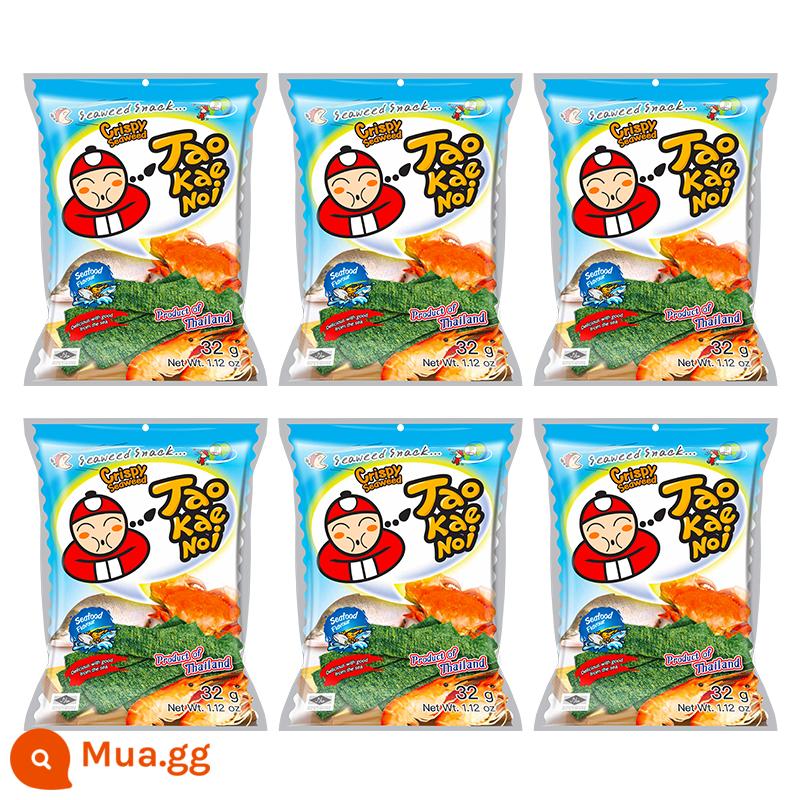 TaoKaeNoi Boss Aberdeen hàng đầu cửa hàng rong biển lát Thái Lan nhập khẩu lưới đỏ rong biển snack túi 32G * 6 gói - 32g*6 gói: hương vị hải sản.