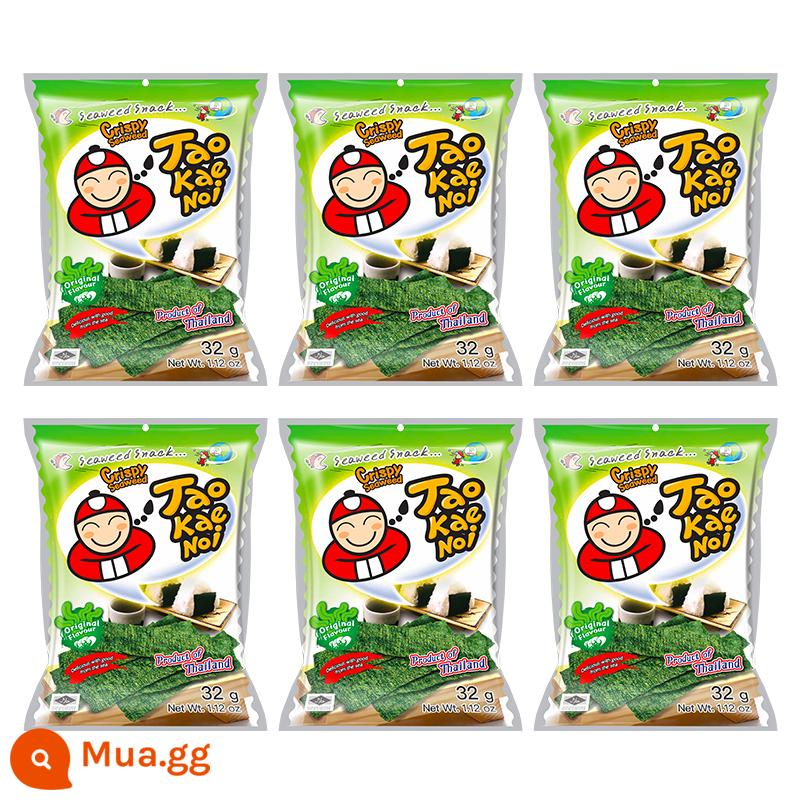 TaoKaeNoi Boss Aberdeen hàng đầu cửa hàng rong biển lát Thái Lan nhập khẩu lưới đỏ rong biển snack túi 32G * 6 gói - 32g*6 gói: hương vị nguyên bản (không dùng vật cứng, vật sắc nhọn để mở hộp)