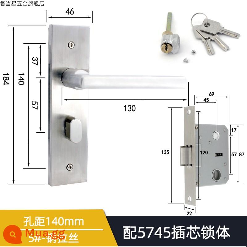 5745 Khóa tay nắm cửa lưỡi đơn lớn cho phòng thay đồ Khóa tay cầm áp lực lưỡi nghiêng Phong cách Trung Quốc Đơn giản/Phong cách châu Âu Khóa cửa gỗ một lưỡi cổ điển - Khoảng cách lỗ thép không gỉ 5 # 140