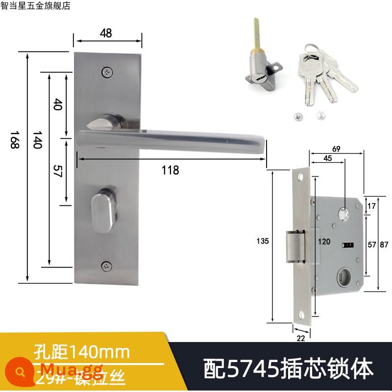 5745 Khóa tay nắm cửa lưỡi đơn lớn cho phòng thay đồ Khóa tay cầm áp lực lưỡi nghiêng Phong cách Trung Quốc Đơn giản/Phong cách châu Âu Khóa cửa gỗ một lưỡi cổ điển - 29 # lỗ chải niken 140