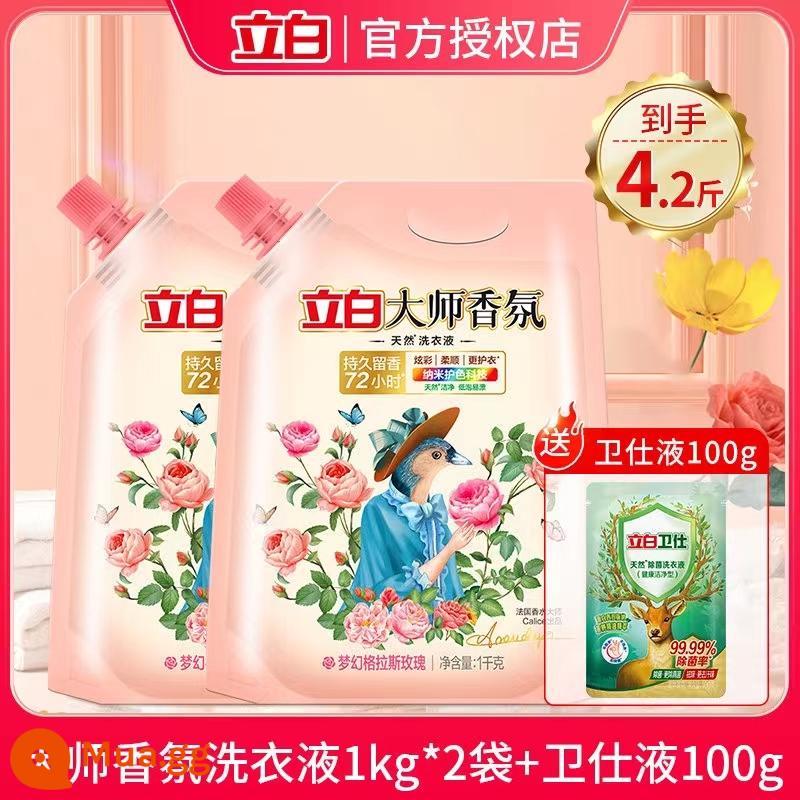 Nước giặt Liby Master Nước giặt Nước hoa Campanula xanh Hương thơm dành cho nam và nữ Hương thơm bền lâu Làm sạch và loại bỏ vết bẩn cứng đầu Dịu nhẹ và dễ tẩy - [4.2kg] 2 túi + Trà Trà Rừng Nhiệt Đới 100g