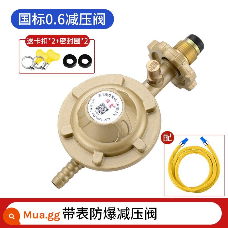 Hộ gia đình tiêu chuẩn quốc gia 0.6 khí hóa lỏng chống cháy nổ van giảm áp chai gas tự khóa van áp suất thấp máy nước nóng gas van áp suất không đổi - Tự khóa rò rỉ khí 0,6 (không có đồng hồ) + Ống chống cháy nổ kim loại 1 mét