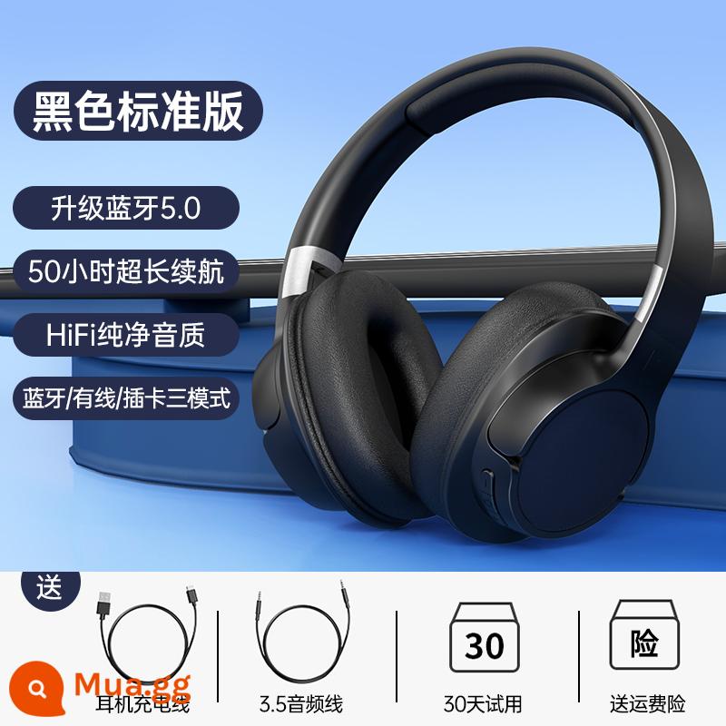 Tai nghe Bluetooth gắn trên đầu chính hãng không dây giảm tiếng ồn chủ động tai nghe máy tính chơi game thể thao điện tử chất lượng cao với lúa mì - Màu đen丨Phiên bản tiêu chuẩn [bộ nhớ gấp★kết nối thứ hai sau khi bật nguồn] đi kèm cáp âm thanh