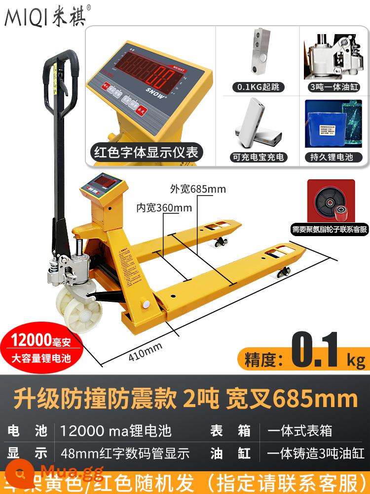 Xe nâng điện tử Miqi cân bằng tay 2T tấn xe tải chở gia súc thủy lực Cân 1T xe nâng pallet xe tải mặt đất 3 tấn - Phuộc rộng 0,1kg 2 tấn 685 có phiên bản chống va đập và chống sốc 12.000 mAh