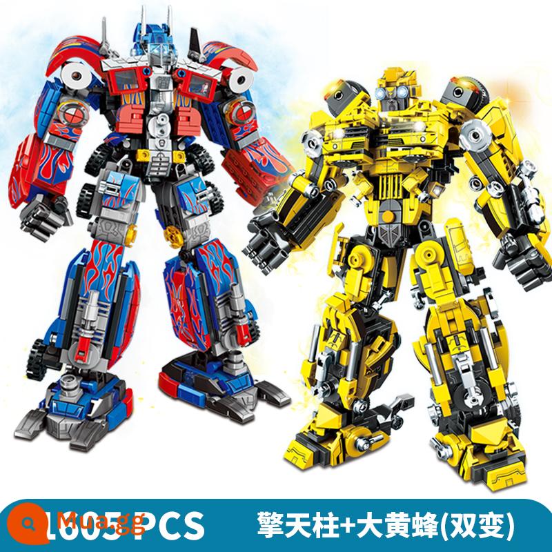 Bé Trai Khối Xây Dựng Transformers Lego Series Bumblebee Xe Robot Mecha Xếp Hình Đồ Chơi Lắp Ráp - Combo Optimus Prime + Bumblebee [phiên bản nâng cấp] 1605 miếng