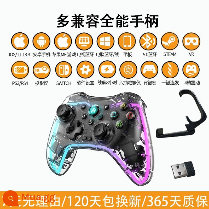 Horizon 5 Wireless Tesla Eldon French Ring TV di động Tay cầm chơi game Bluetooth Phiên bản máy tính PC không dây xbox Double Walk nba2K22 Wolves Steam Nintendo Switch - Trắng + khung + đầu thu trong suốt [Đặt hàng với chức năng hình ảnh]