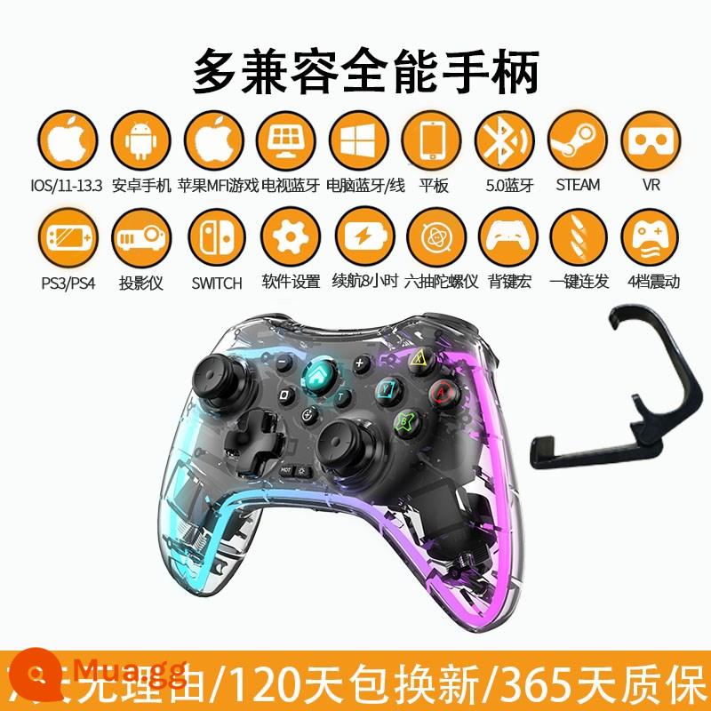 Horizon 5 Wireless Tesla Eldon French Ring TV di động Tay cầm chơi game Bluetooth Phiên bản máy tính PC không dây xbox Double Walk nba2K22 Wolves Steam Nintendo Switch - Màu trắng trong suốt + Giá đỡ [Đặt hàng với chức năng xem hình ảnh]