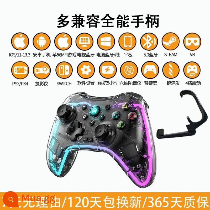 Horizon 5 Wireless Tesla Eldon French Ring TV di động Tay cầm chơi game Bluetooth Phiên bản máy tính PC không dây xbox Double Walk nba2K22 Wolves Steam Nintendo Switch - Màu đen + khung trong suốt [Đặt hàng với chức năng xem hình ảnh]