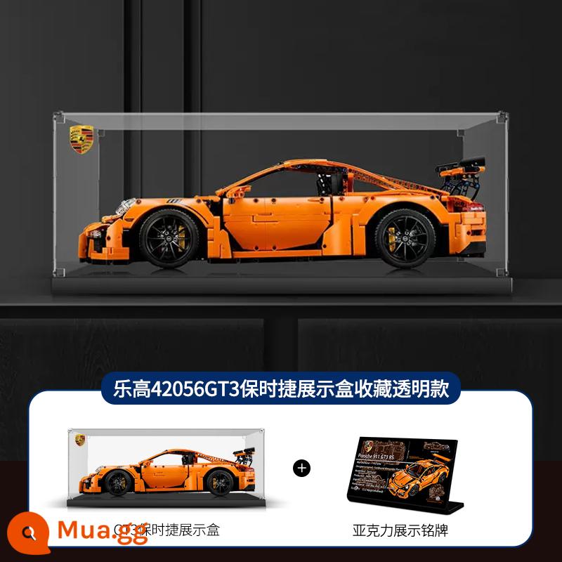 POP Lego Porsche 911 Bugatti Lamborghini Ferrari hộp hiển thị acrylic trong suốt chống bụi - Mẫu trong suốt 42056 Porsche GT3 + bảng tên độc quyền