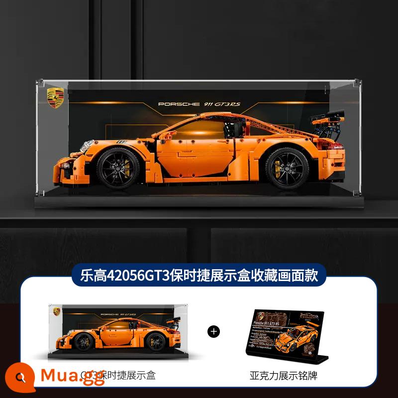 POP Lego Porsche 911 Bugatti Lamborghini Ferrari hộp hiển thị acrylic trong suốt chống bụi - Mẫu ảnh 42056 Porsche GT3 + bảng tên độc quyền