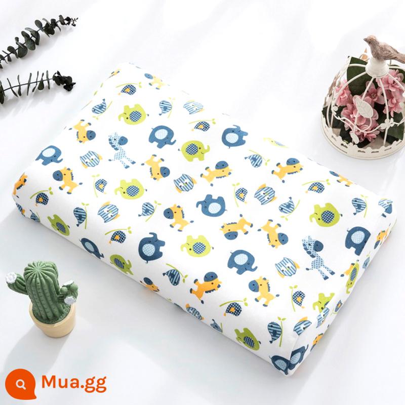 Gối cao su trẻ em bằng cotton nguyên chất 44x27 Vỏ gối cao su cho bé 30x35x40x50x55x60 cotton cho bé - Vỏ Gối Xanh Dương Cho Bé (1 Gói)