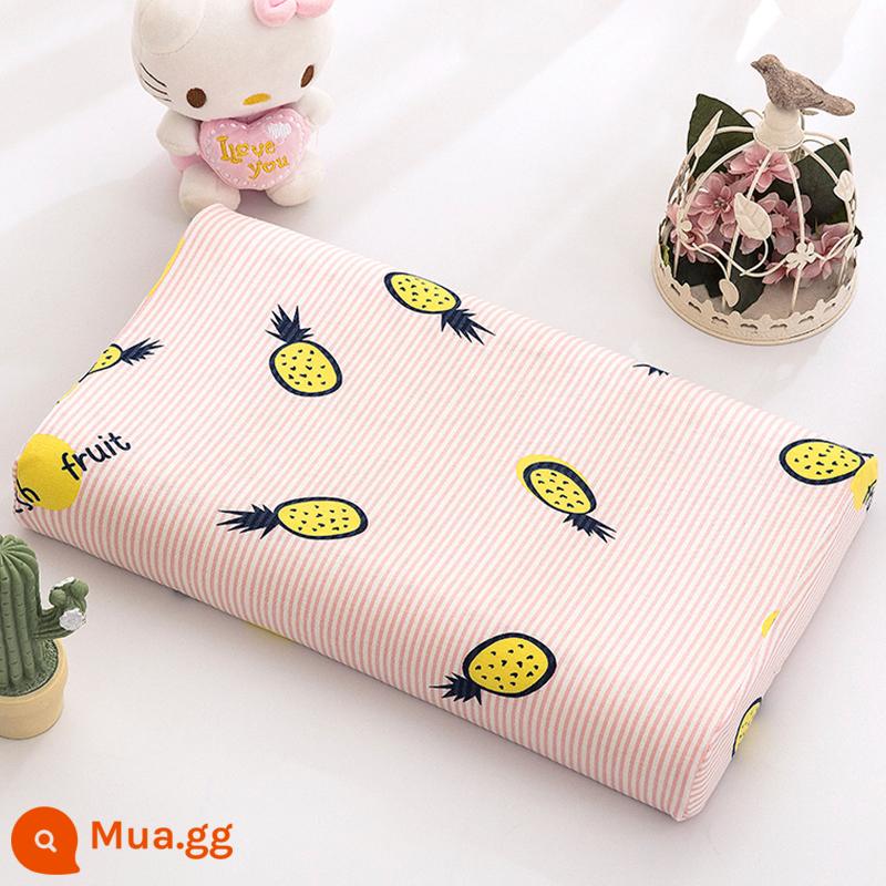 Gối cao su trẻ em bằng cotton nguyên chất 44x27 Vỏ gối cao su cho bé 30x35x40x50x55x60 cotton cho bé - Vỏ gối quả dứa hồng (1 chiếc)