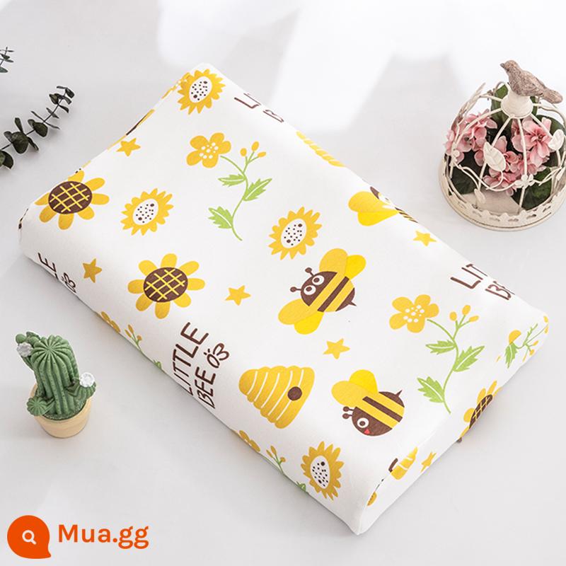 Gối cao su trẻ em bằng cotton nguyên chất 44x27 Vỏ gối cao su cho bé 30x35x40x50x55x60 cotton cho bé - Vỏ gối con ong nhỏ (1 chiếc)