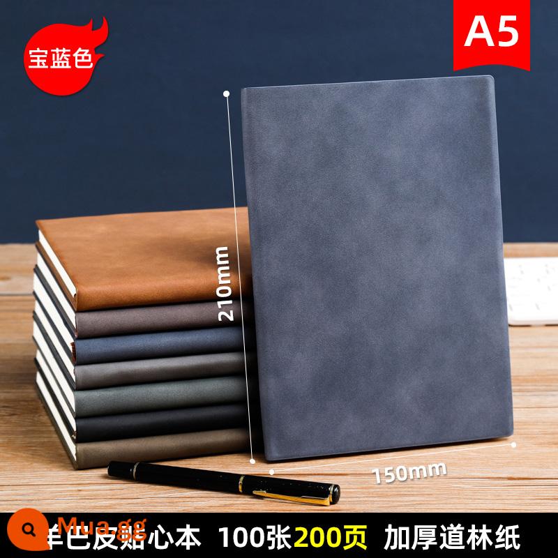 Kinh doanh da cừu notepad hộp quà tặng bề mặt da mềm a5 máy tính xách tay đơn giản retro sinh viên đại học b5 nhật ký văn phòng phẩm a6 văn phòng làm việc tinh tế máy tính xách tay tùy chỉnh có thể in logo miễn phí vận chuyển - Da cừu cao cấp màu xanh hoàng gia gói đơn A5